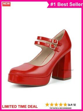 IDIFU IN4 Mary Jane Platform Chunky Heels Closed Toe Dress Shoes
